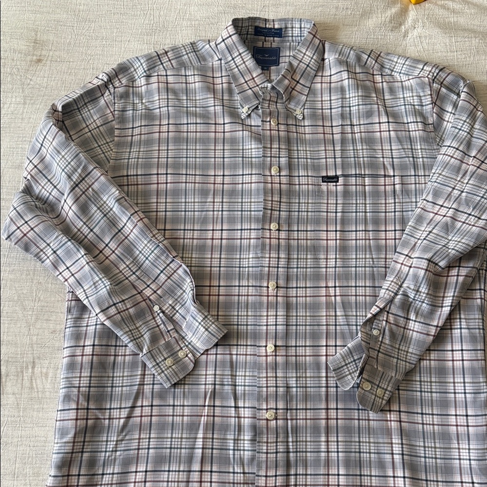 Faconnable‎ Gray Plaid Button-Down Shirt